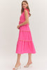 Entro - Dress - Midi Cap Sleeve Tiered Scallop Trim - Hot Pink - Findlay Rowe Designs
