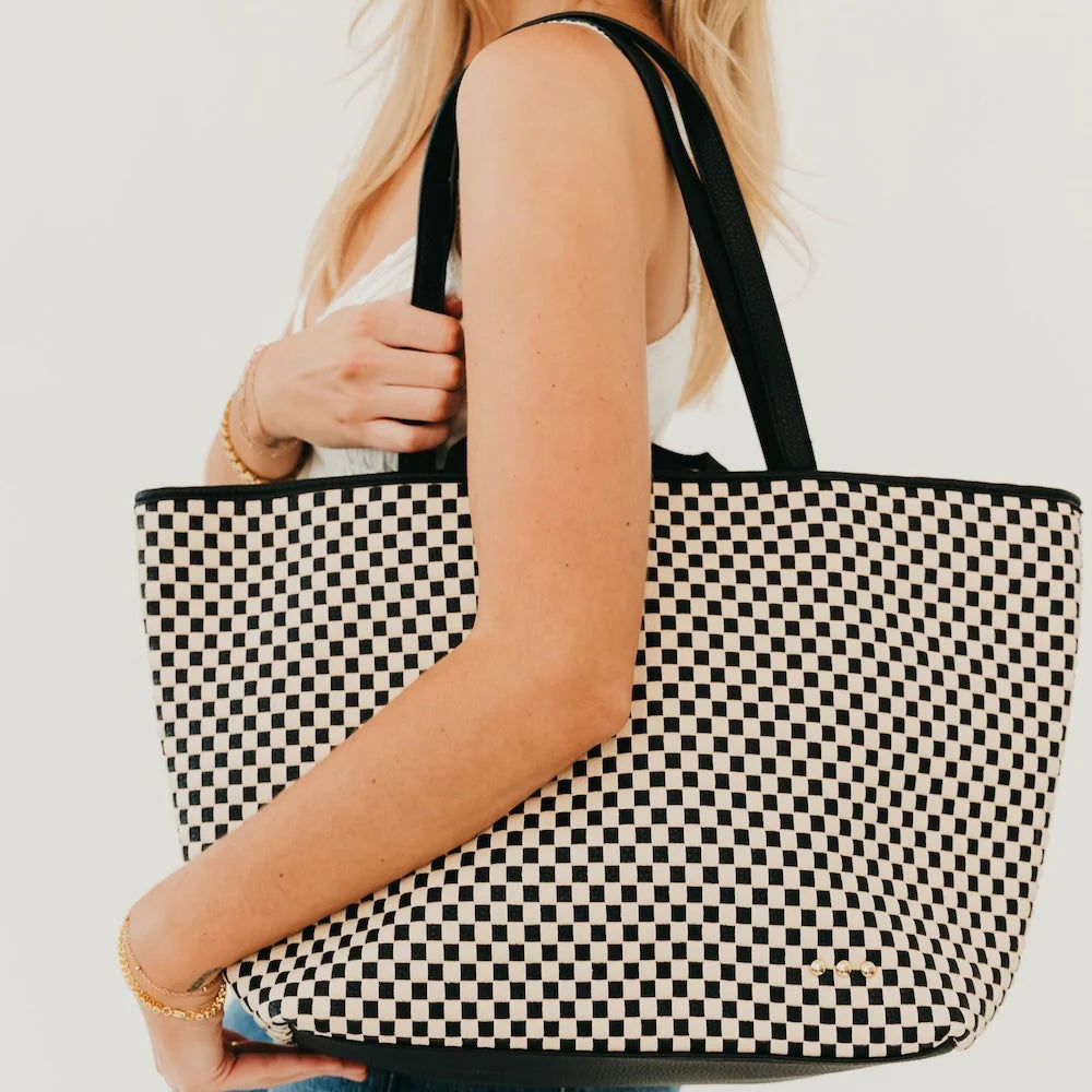 Pretty Simple Bags -  Woven Tiffany Organizer Tote Bag - Checkered Black - Findlay Rowe Designs