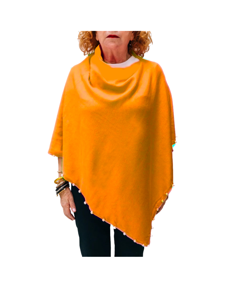 Poncho with Pearl Trim