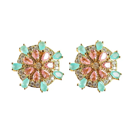 St. Armands - Earrings - Pink and Turquoise Sparkling Sand Dollar Stud - Findlay Rowe Designs