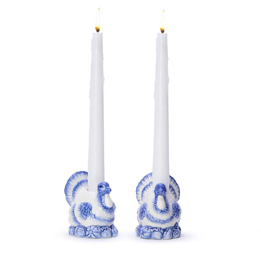 Taper Candleholders - Blue and White Turkey - Set of 2 - Findlay Rowe Designs