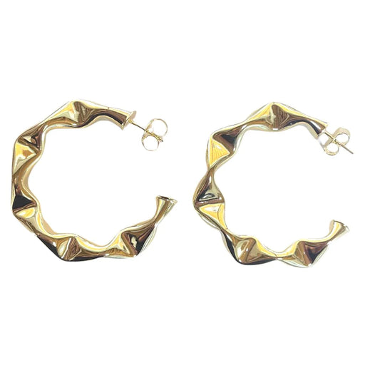 Sheila Fajl - Hoops - Large Wrinkled - Shiny Gold - Findlay Rowe Designs