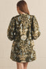 Entro - Dress - Mini - V-Neck Vintage Botanical - Olive - Findlay Rowe Designs