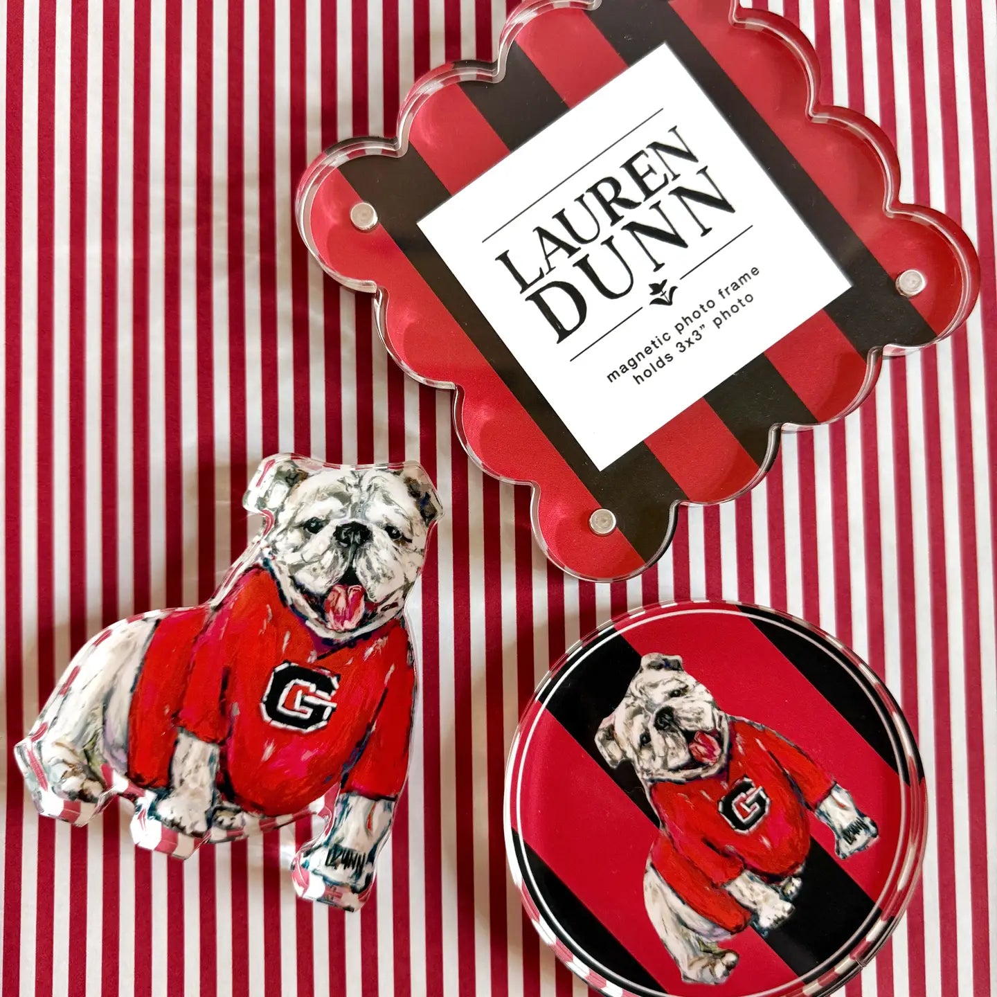 Lauren Dunn - Coaster - Acrylic Game Day - Bulldog - Red