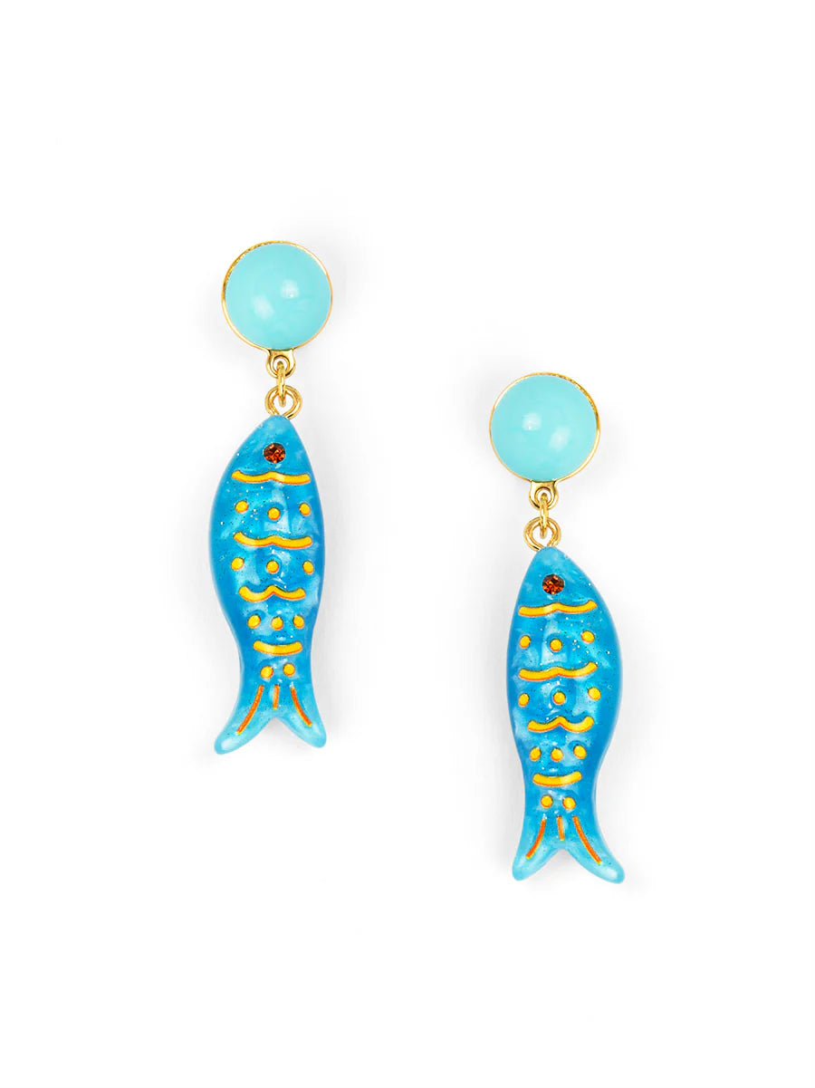 Earrings - Fish - Blue or White - Findlay Rowe Designs