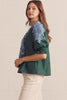 Entro - Top - V-Neck Contrast Embroidered - Green Blue - Findlay Rowe Designs