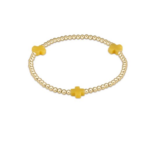 Enewton - egirl Signature Cross Gold Pattern 3mm Bead Bracelet - Canary