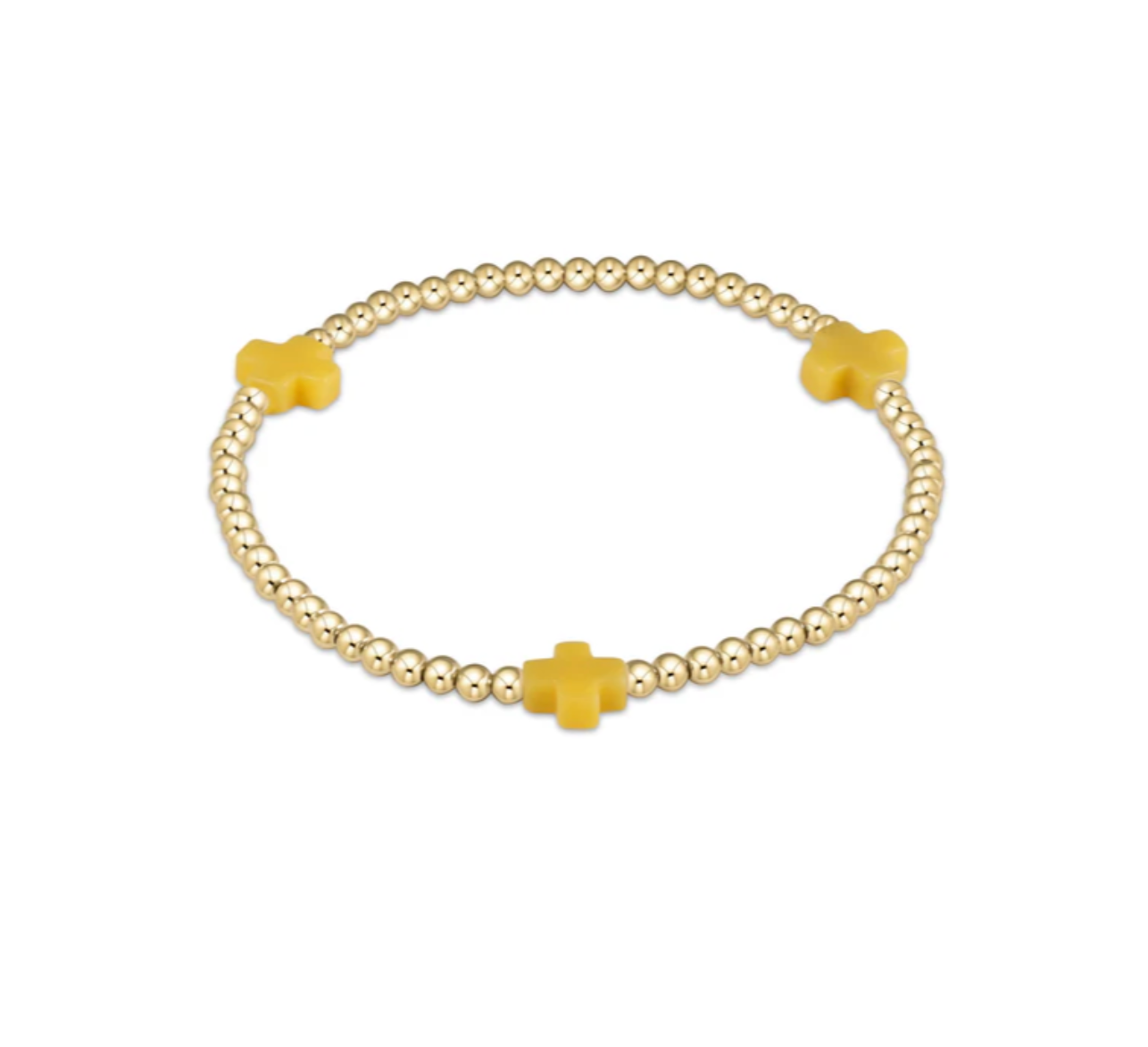 Enewton - egirl Signature Cross Gold Pattern 3mm Bead Bracelet - Canary