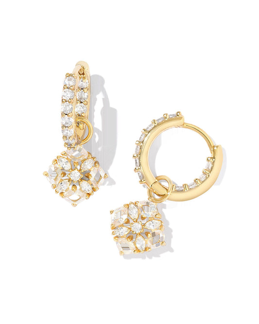 Kendra Scott - Dira Crystal Huggie Earrings Gold White Crystal
