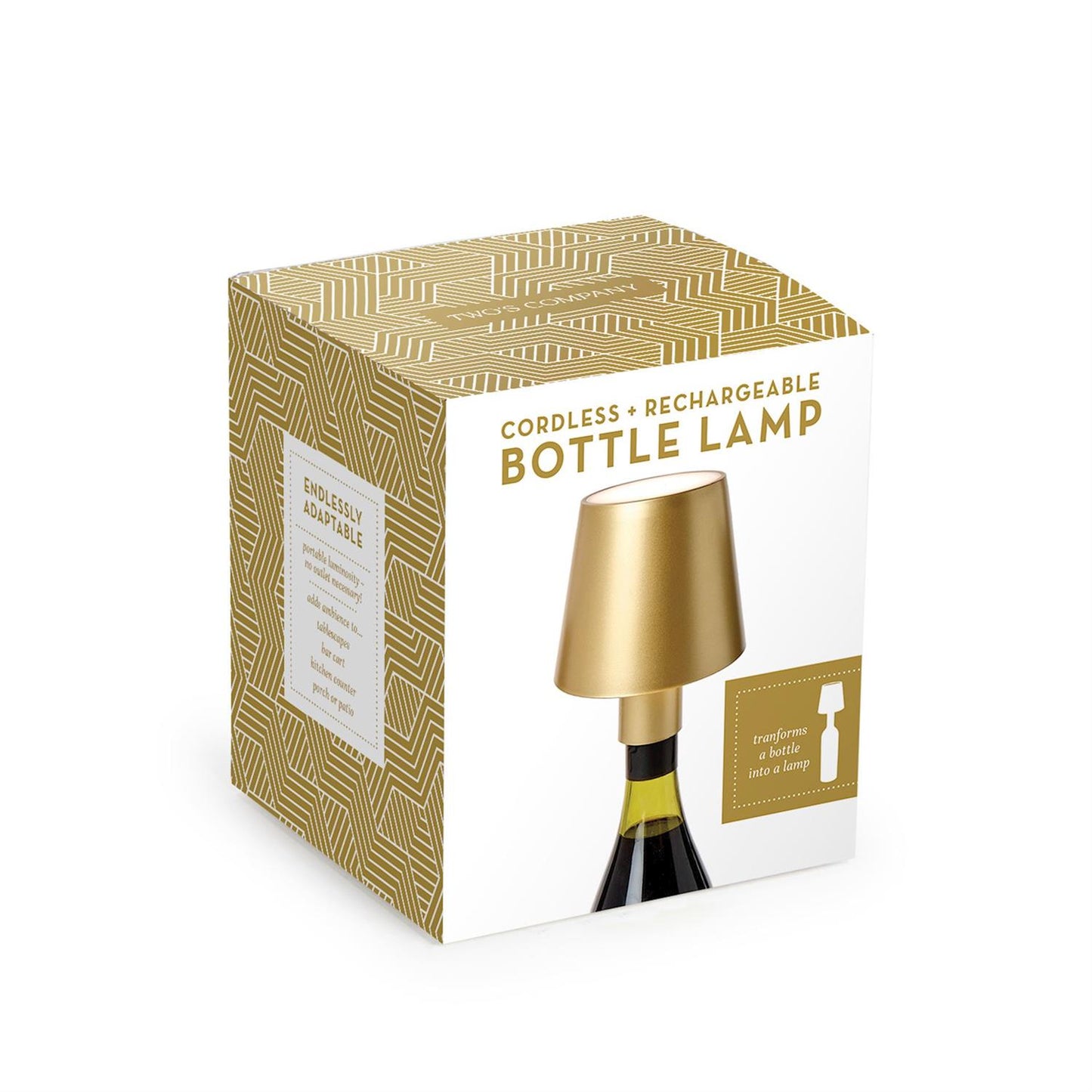 LED Cordless Bottle Lamp  with Lampshade - Gold