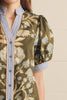 Entro - Top - Puff Sleeve Contrast Binding - Floral Olive - Findlay Rowe Designs