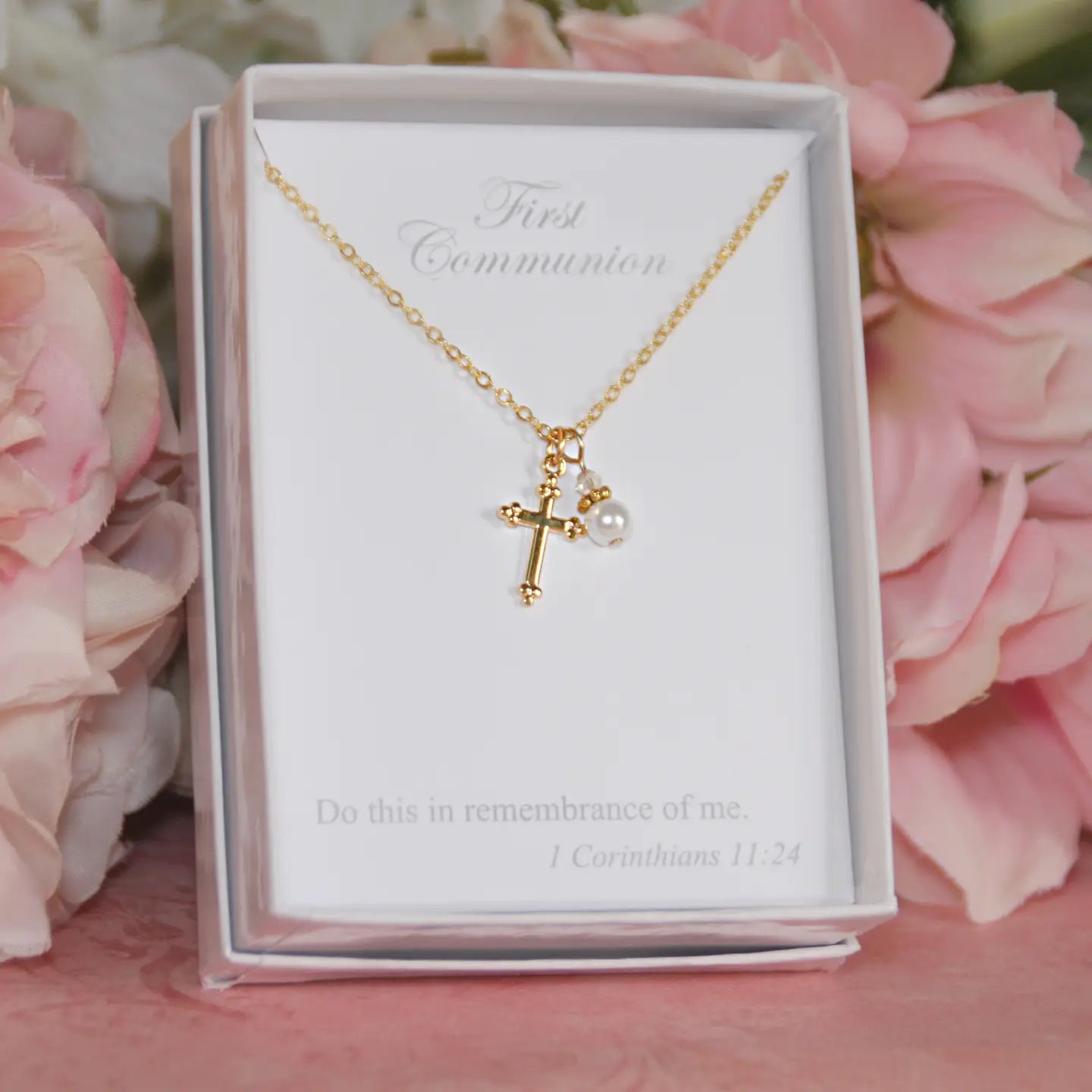 Necklace - First Communion - Cross Pearl - Findlay Rowe Designs