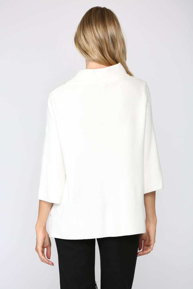 Sweater - Mock Neck Pullover - Cream