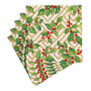 Caspari - Luncheon Napkins - Holly And Fretwork White
