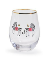 Two's Company- Animal Party Stemless Wine Glass
