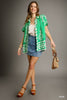 Umgee - Top - Bold Print Oversized Button-Up Shirt - Cobalt