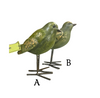 Figurine - Resin Bird Metal Feet - Green Assorted
