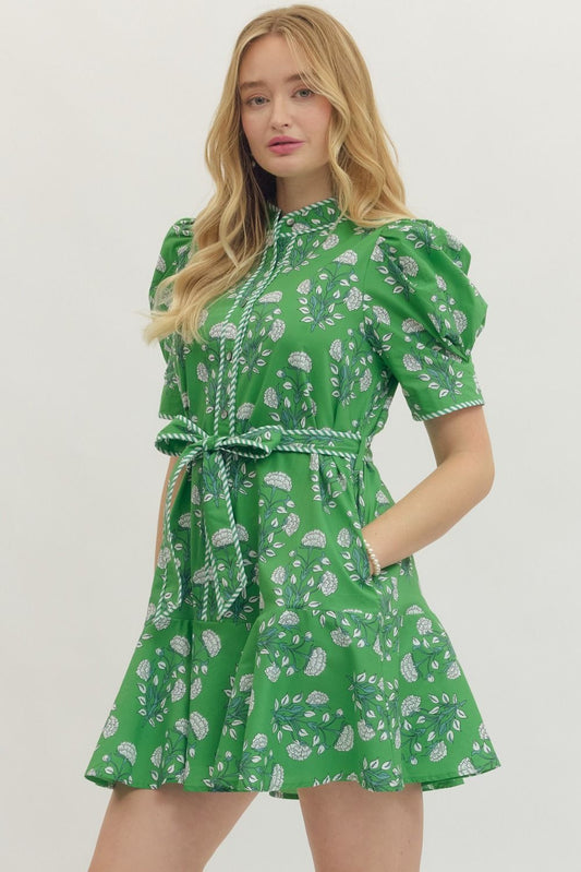 Entro - Dress - Mini Floral - Green - Findlay Rowe Designs