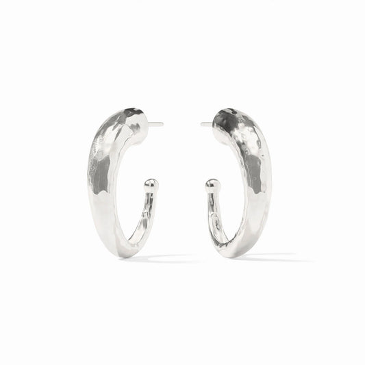 Julie Vos - Earring - Hammered Hoop - Silver - Medium