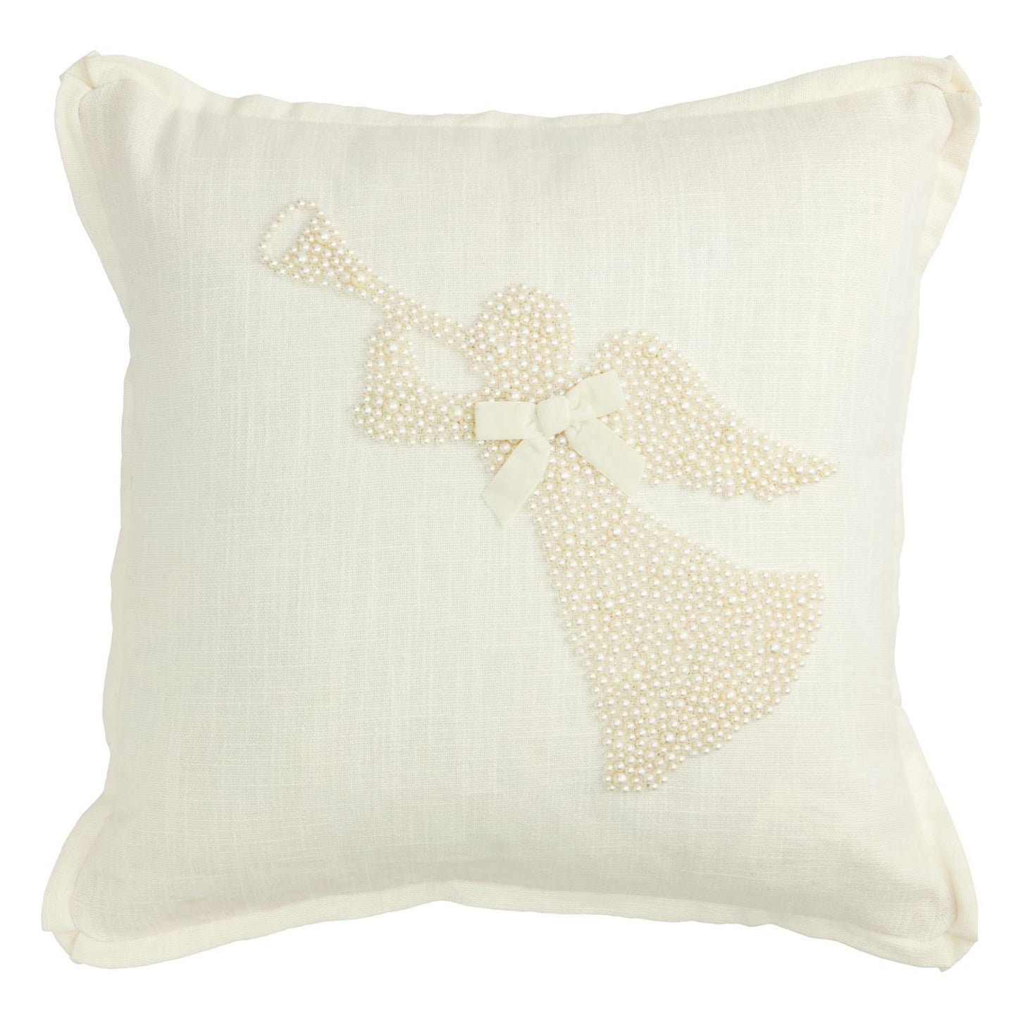 Mud Pie - Christmas Pillow - White Pearl Beaded