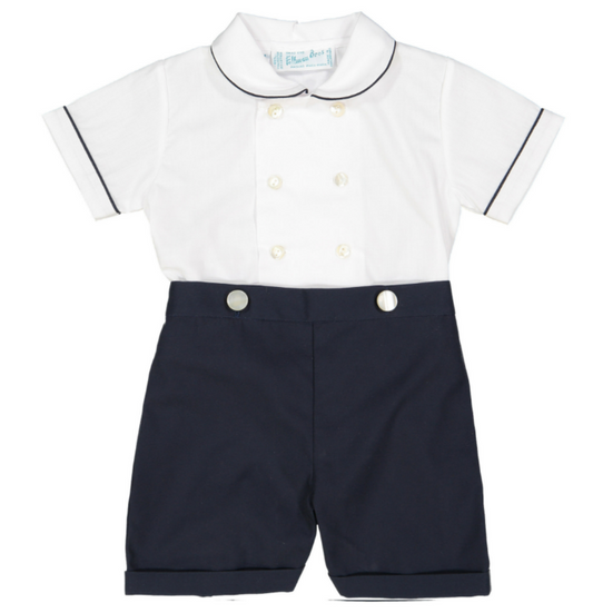 White and Navy Double Breasted Bobby Suit-6M - Findlay Rowe Designs