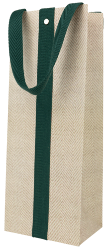 Caspari - Wine Bag - Jute and Hunter Green - Findlay Rowe Designs