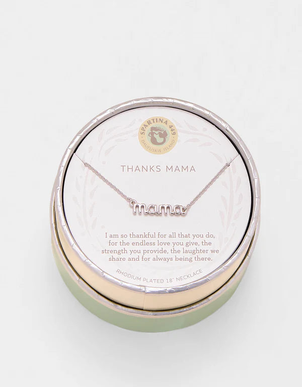 Spartina - Necklace - Sea La Vie Thanks Mama-Script - Silver - Findlay Rowe Designs