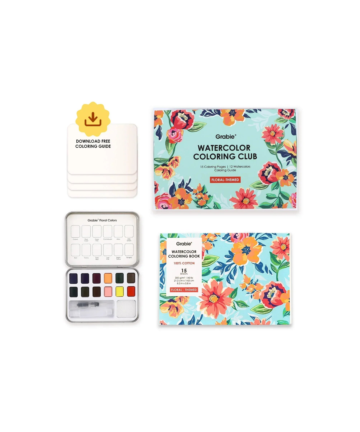 Grabie -Watercolor Coloring Club Box - Floral - Findlay Rowe Designs