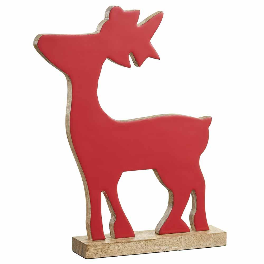 Reindeer - Mango Wood Enamel - Red