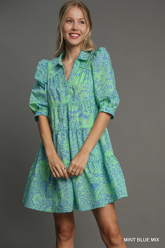 Dress - Two Tone Tiered Dress - Mint Blue - Findlay Rowe Designs