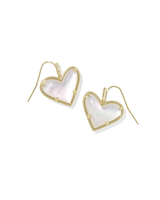 Kendra Scott - Earrings - Gold Drop Ari Heart Statement - Ivory Mother of Pearl