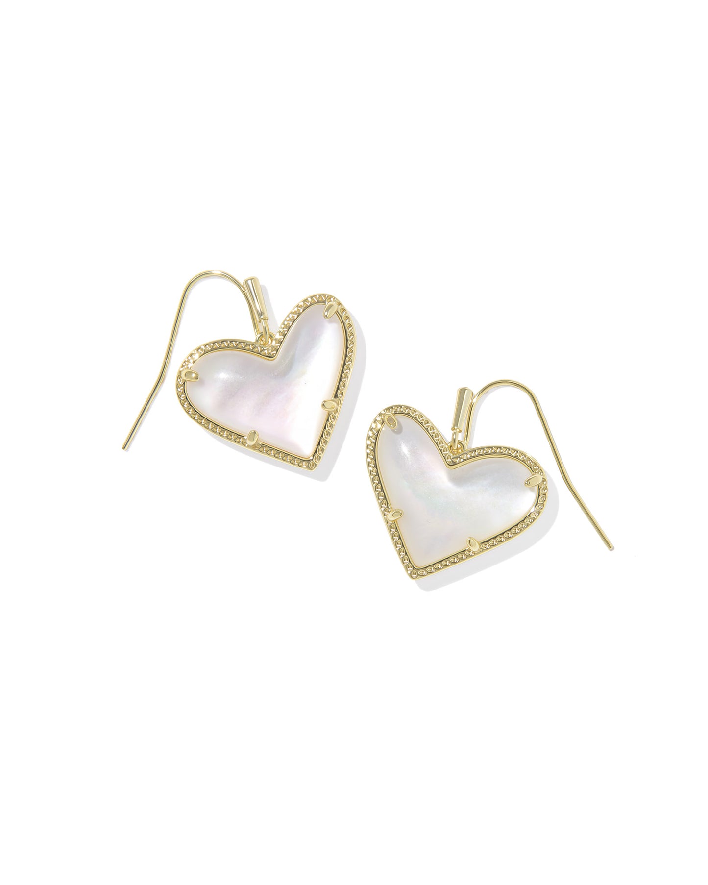 Kendra Scott - Earrings - Gold Drop Ari Heart Statement - Ivory Mother of Pearl