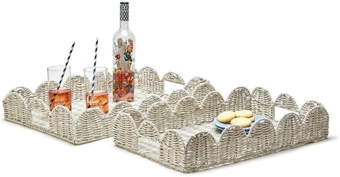 Serving Tray - Scalloped Edge All Weather Wicker - Findlay Rowe Designs