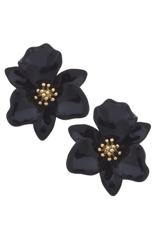 Canvas - Valentina Enamel Statement Flower - Black - Findlay Rowe Designs