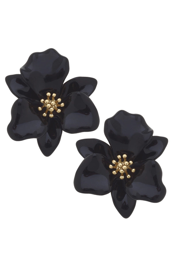 Canvas - Valentina Enamel Statement Flower - Black - Findlay Rowe Designs