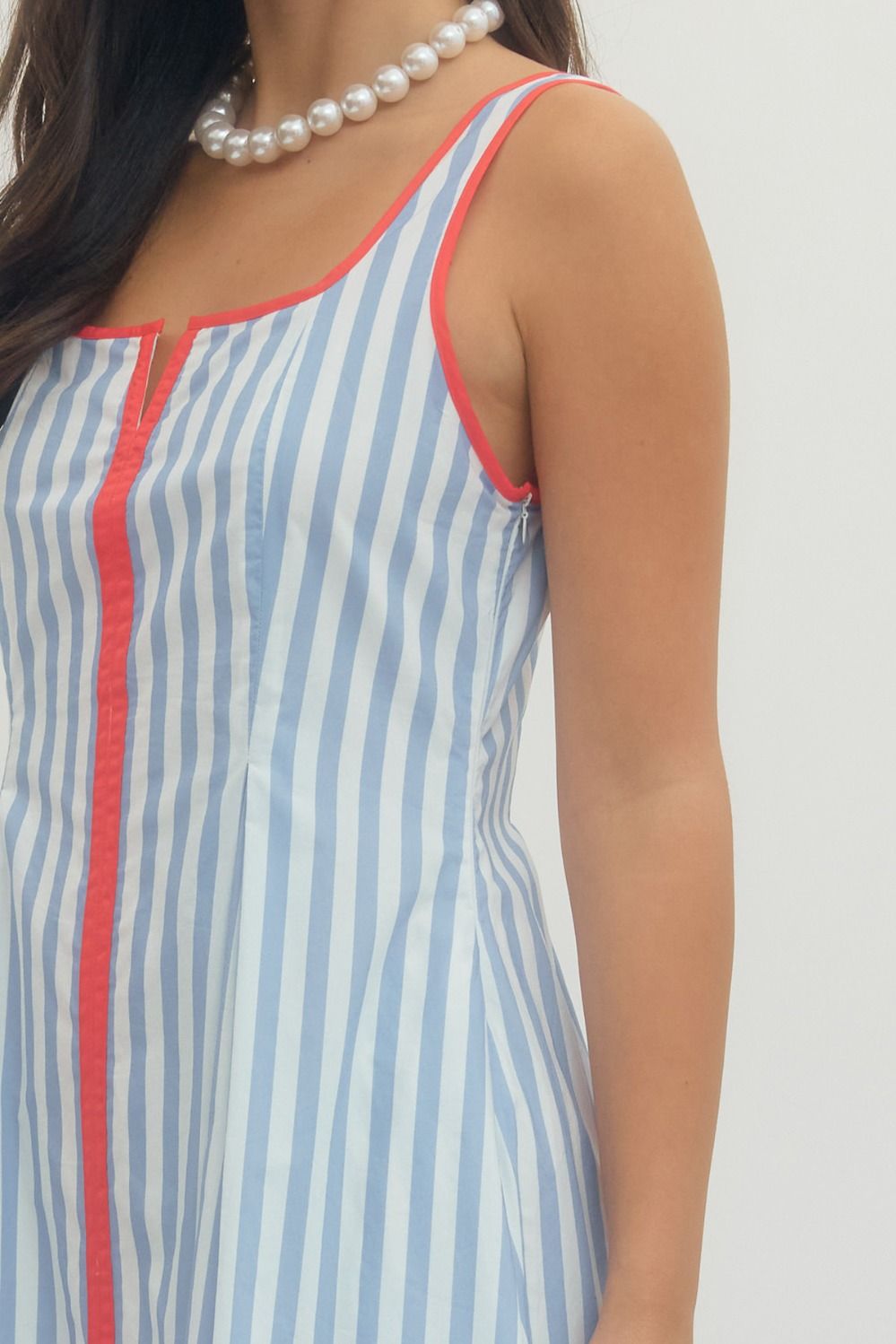 Entro - Dress - Midi Sleeveless - Blue Stripe - Findlay Rowe Designs