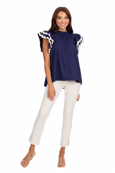 Mud Pie - Top - Angie Ric Rac - Navy - Findlay Rowe Designs