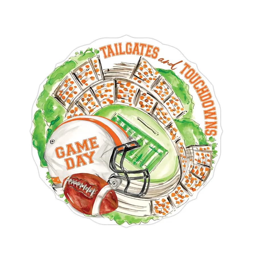 Rosanne Beck - Placemat - Tailgates & Touchdowns Stadium Die-Cut - Orange and White - Findlay Rowe Designs
