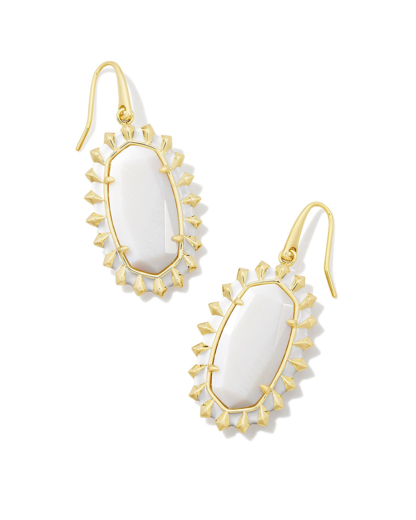 Kendra Scott - Dani Color Burst Frame Drop Earrings -  Gold White Mother Of Pearl - Findlay Rowe Designs