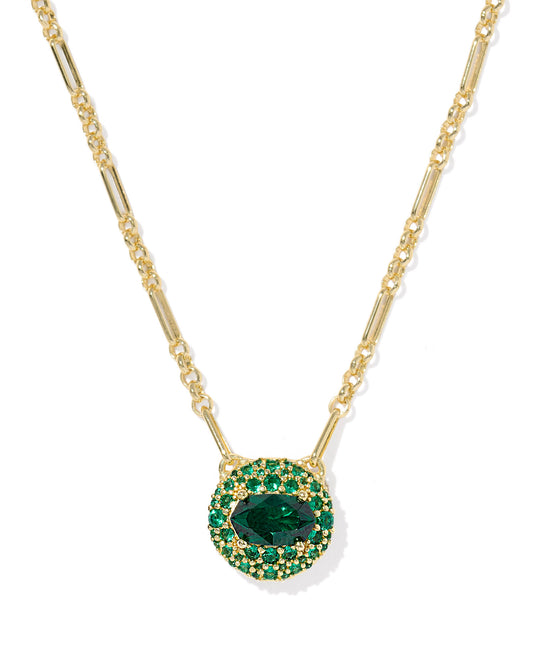 Kendra Scott - Necklace - Bella Short Pendant Necklace Gold Dark Green Crystal
