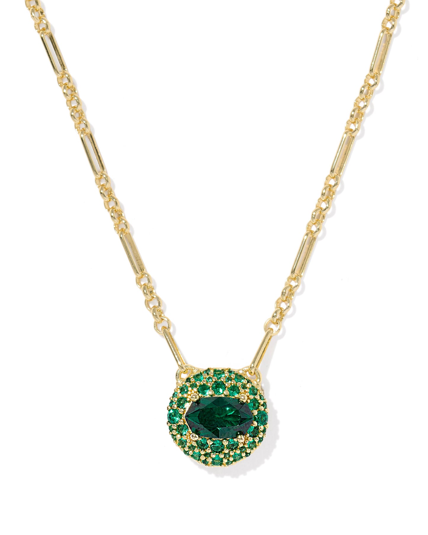 Kendra Scott - Necklace - Bella Short Pendant Necklace Gold Dark Green Crystal
