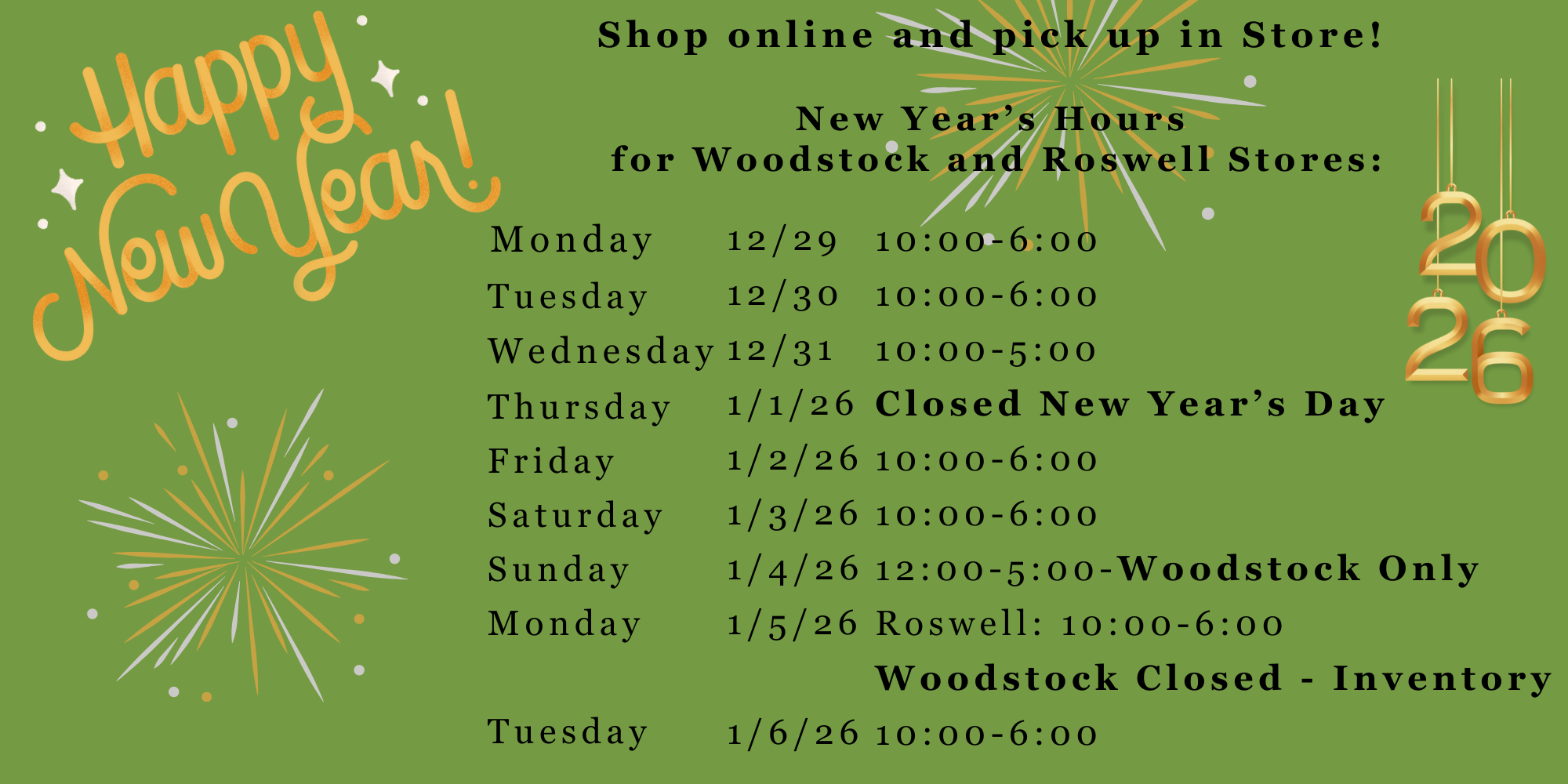 Christmas Week Hours