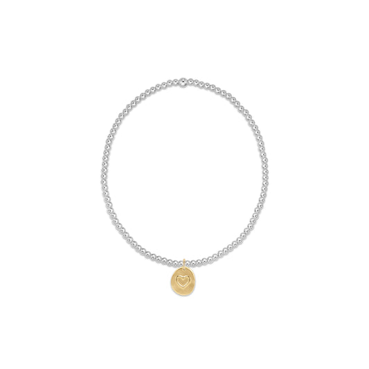 Enewton - Classic Sterling Mixed Metal 2mm Bead Bracelet - Inspire Love Small Gold Charm - Findlay Rowe Designs