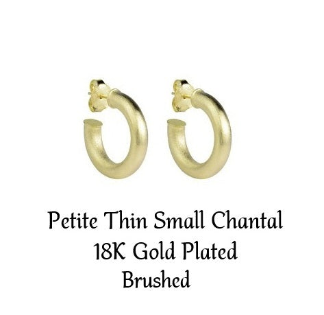 Sheila Fajl - Petite Thin Small Chantal Hoops - Brushed 18k Gold Plated