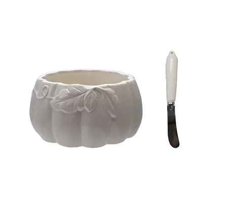 Pumpkin Bowl - Canape Knife - White - Findlay Rowe Designs