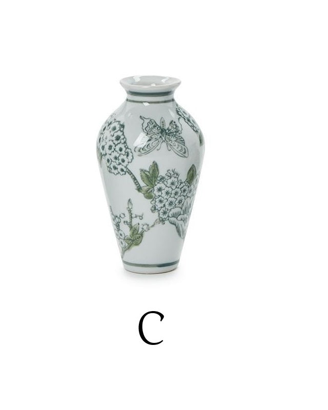 Vases - Green and White Chinoiserie - Primrose and Lotus - Findlay Rowe Designs