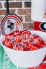 VIETRI LASTRA WHITE CELEBRATION BUCKET SHOWN FOR GAMEDAY USE FILLED WITH COCA COLA