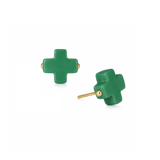 Enewton - Earring - Signature Cross Studs - Emerald
