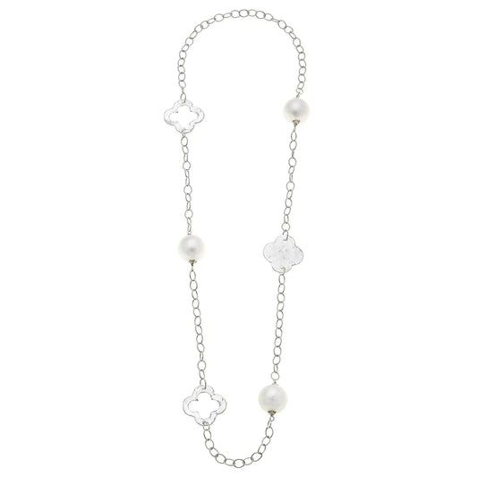 Susan Shaw - Cotton Pearl Clover Chain Necklace