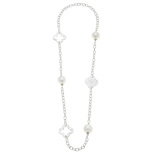 Susan Shaw - Necklace - Cotton Pearl Clover Chain - Silver - Findlay Rowe Designs